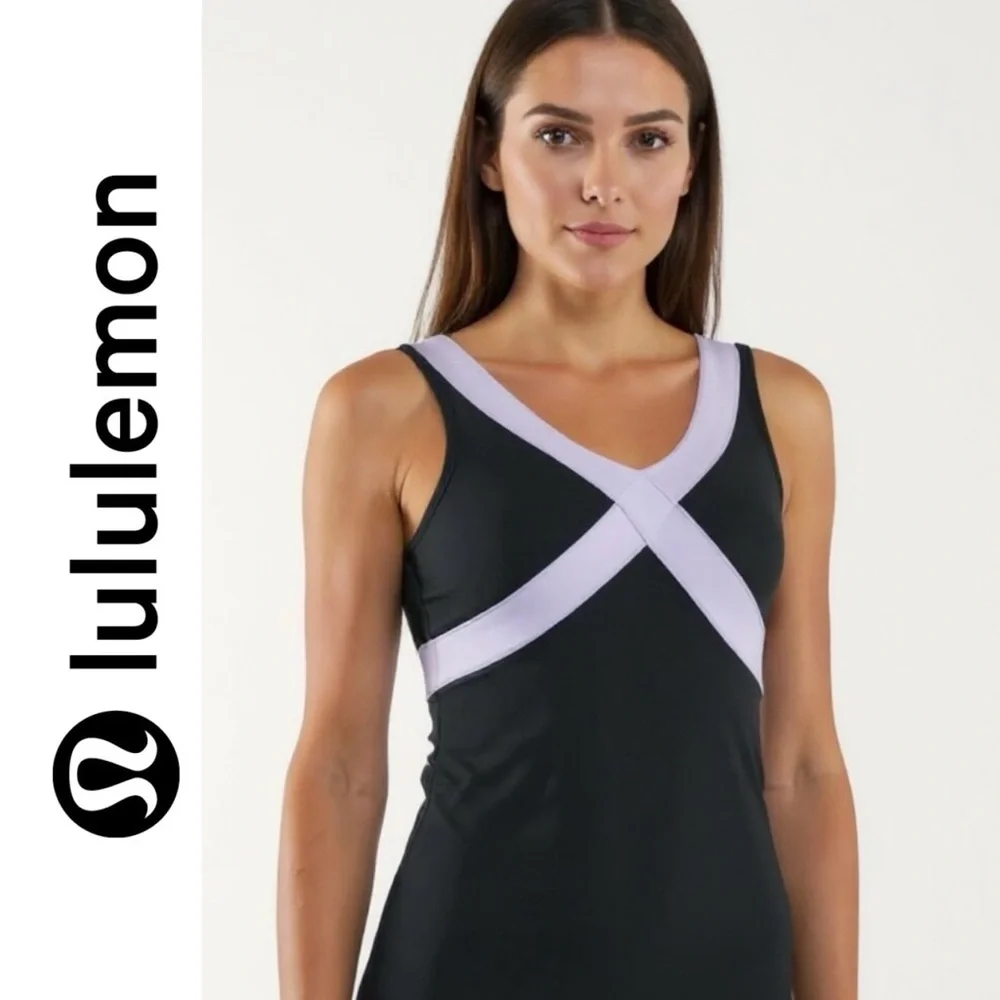 Lululemon wet dry warm tank top black and white small